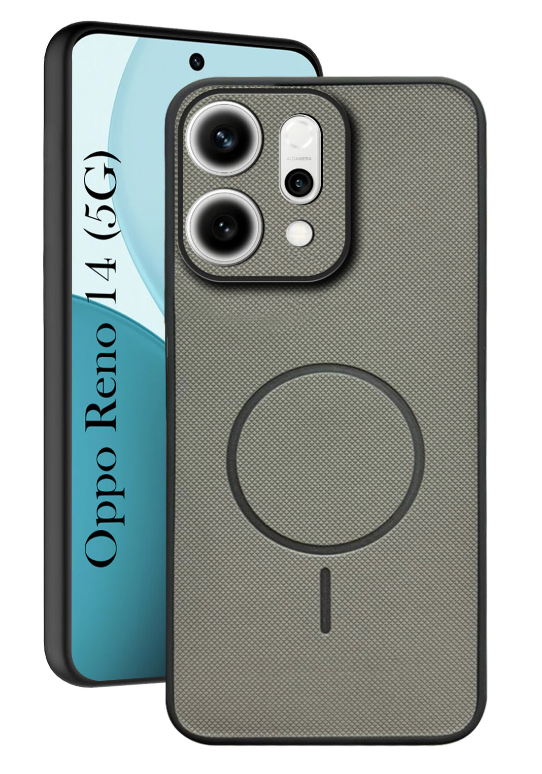 For Oppo Reno14 5G Back Cover Case PU Leather (Texture Grip Design | Professional Minimalist | Camera Protection | Soft and Flexible)