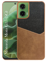 For Motorola Moto G35 Back Cover Case (Dual PU Leather Stitch | Professional Minimalist | Soft and Flexible)