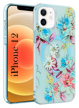 For Apple iPhone 12 Back Cover Case (Cute Floral Design | Flower Print for Girls | MagSafe Compatible Wireless Charging)
