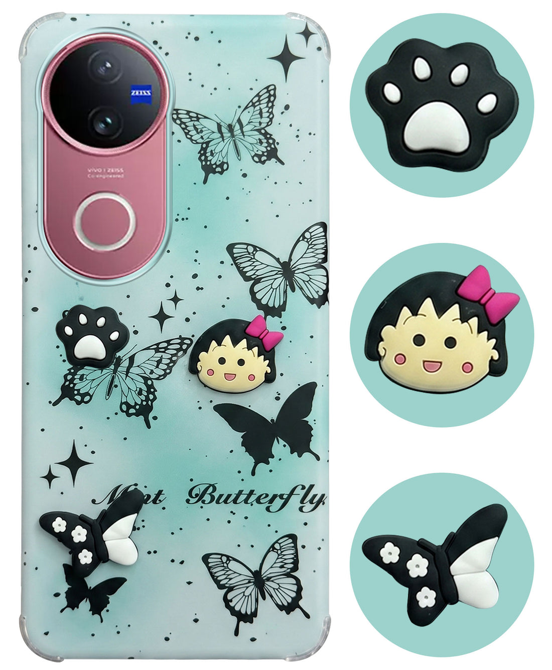 For Vivo V50 | Vivo V50e Back Cover Case (3D Cute Cartoons | Hard Back Side Soft | Matte Premium Finish | HD Printing)