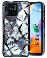 For Xiaomi Redmi 10C Back Cover Case ( Dual Design Glitter Sparkle and Detachable Diamond Print Case | Soft and Flexible)