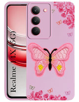 For Realme 14X Back Cover Case (Soft Butterfly Embroidery | Women Teen Girls | Camera Protection| Matte Silicone)