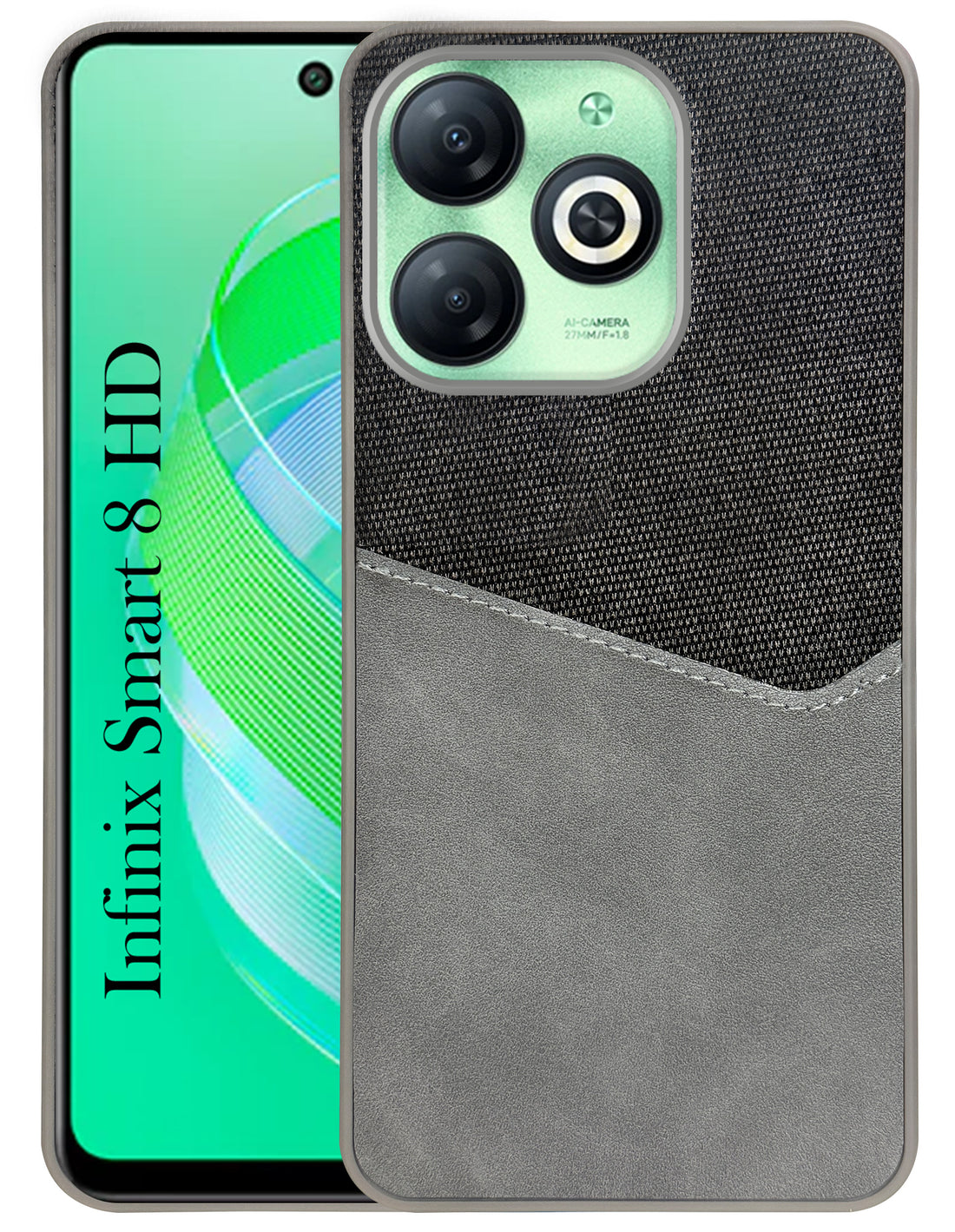 For Infinix Smart 8 HD Back Cover Case (Dual PU Leather Stitch | Professional Minimalist | Soft and Flexible)
