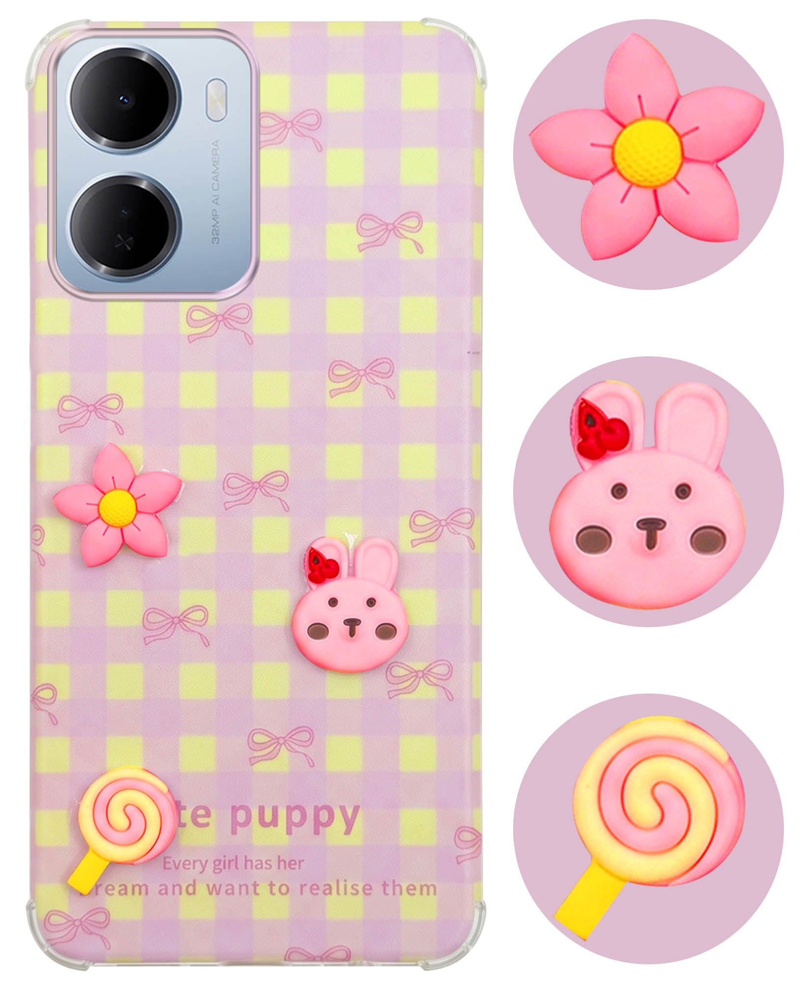 For Redmi 15A 5G Back Cover Case (3D Cute Cartoons | Hard Back Side Soft | Matte Premium Finish | HD Printing)