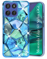 For Motorola Moto Edge 60 Stylus Back Cover Case Compatible With ( Dual Design Glitter Sparkle and Detachable Diamond Print Case | Soft and Flexible)