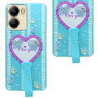 For Vivo Y56 5G Back Cover Case (3D Cute Heart Strap Holder | Camera Protection | Designer Girls Print)