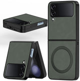For Samsung Galaxy Z Flip 4 5G Back Cover Case (MagSafe Wireless Charging Compatible | Sleek Leather Finish | Inside Microfiber Cloth)