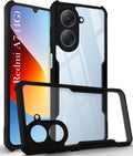 For Redmi A7 5G Back Cover Case Hybrid (Shockproof with Polycarbonate Clear Panel | Professional Black)