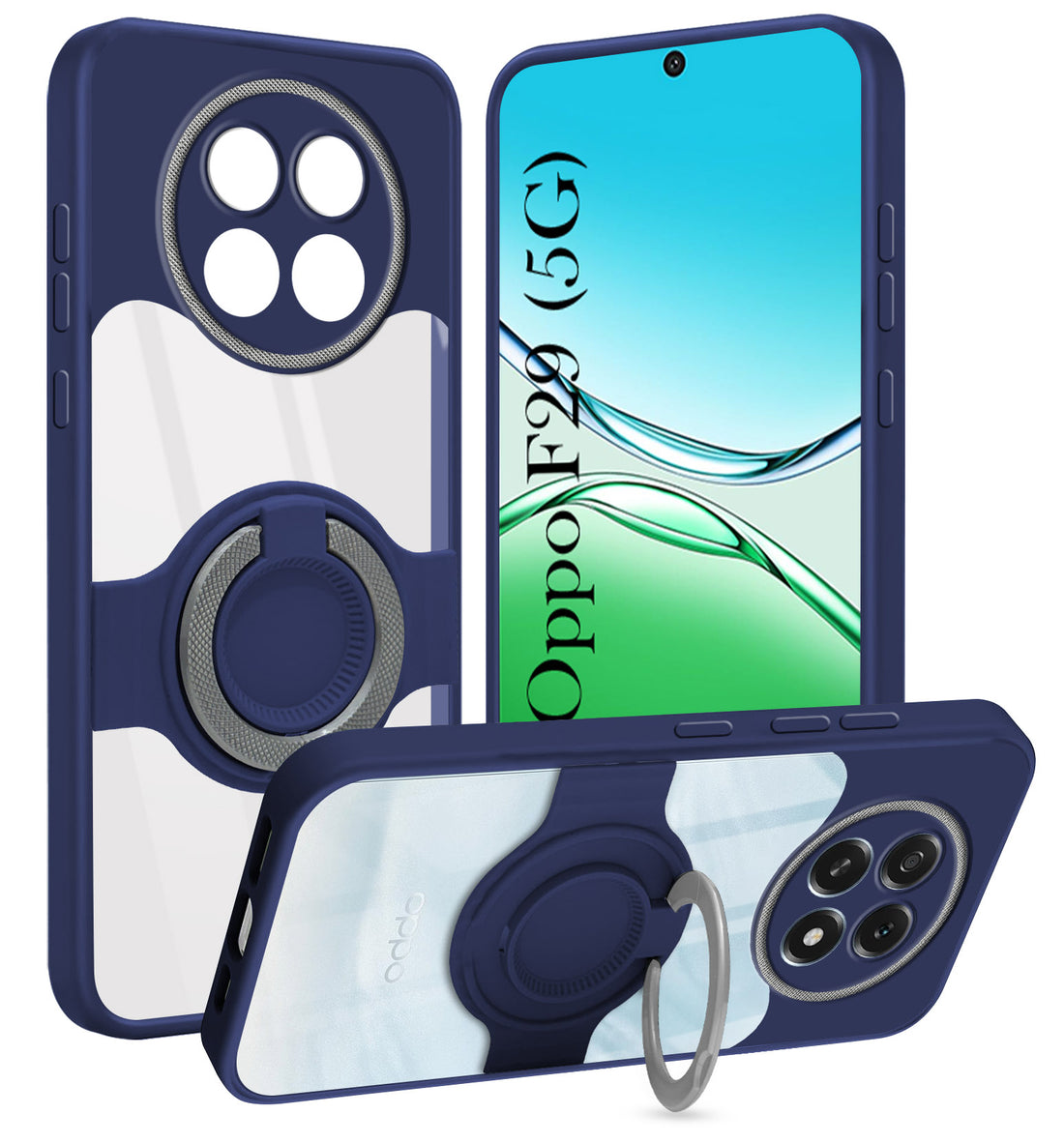 For Oppo F29 Back Cover Case with stand (Built-in Ring Holder Kickstand | Lifetime Anti Yellow | Camera Protection)