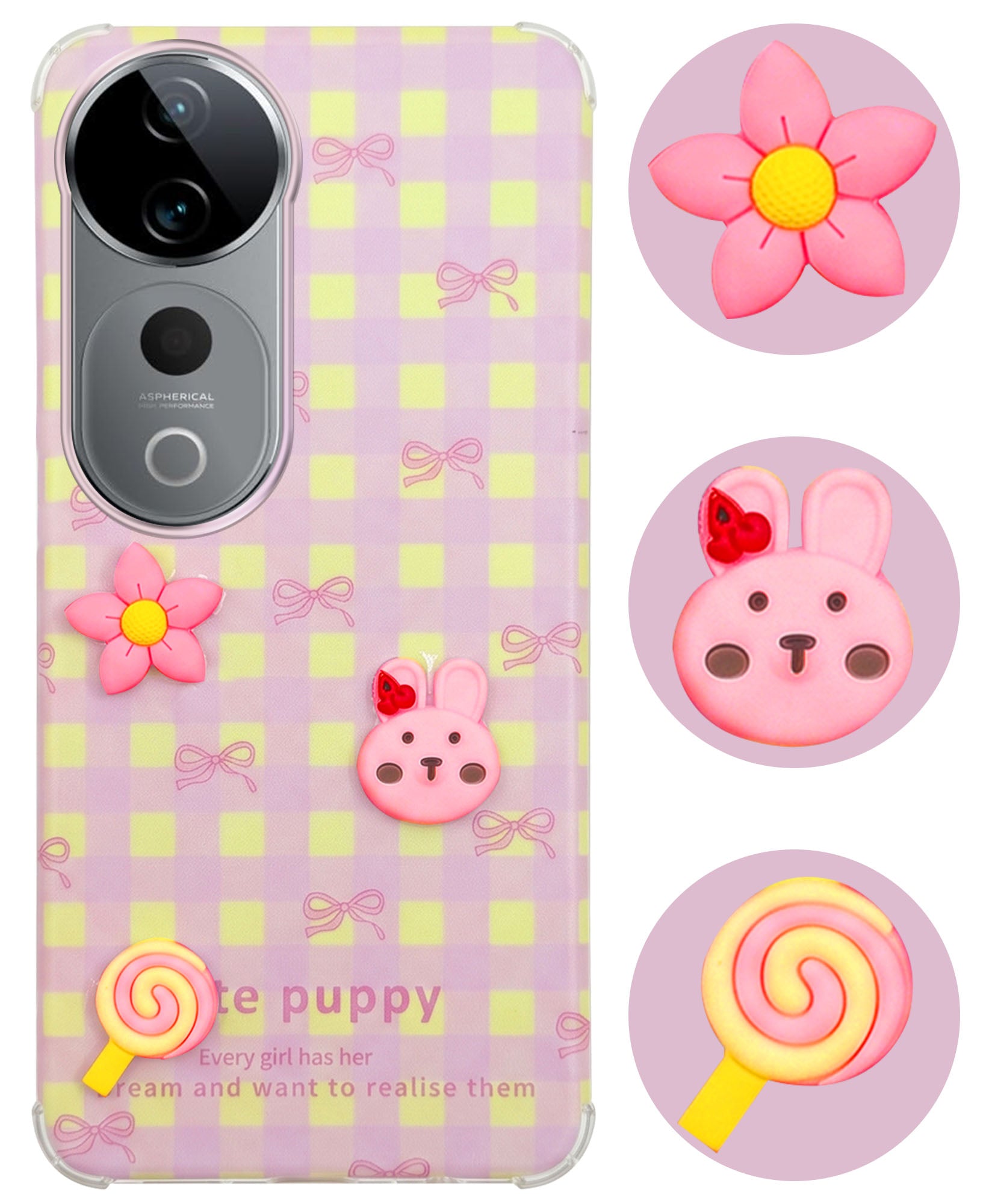 For Vivo T3 Ultra Back Cover Case (3D Cute Cartoons | Hard Back Side Soft | Matte Premium Finish | HD Printing)