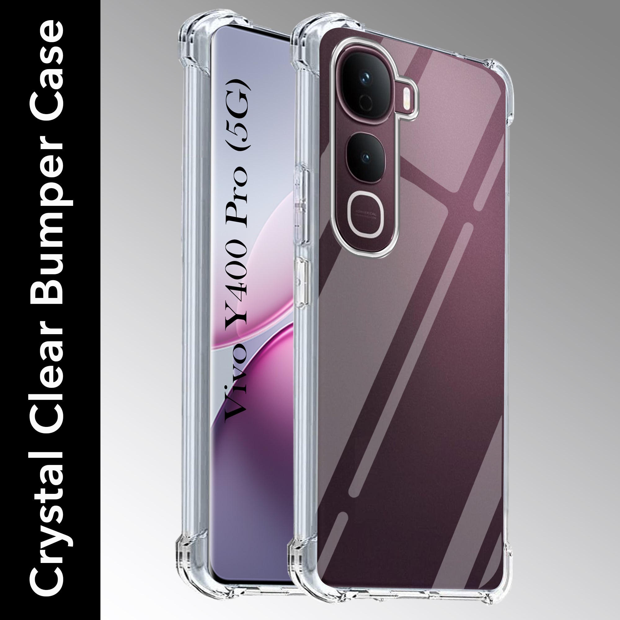 For Vivo Y400 Pro Shockproof Crystal-Clear Back Cover ( Drop & Camera Protection | Hard Polycarbonate)