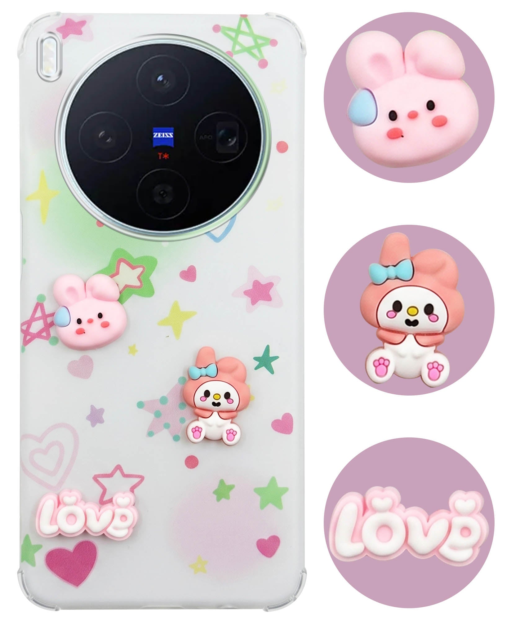 For Vivo X300 5G Back Cover Case (3D Cute Cartoons | Hard Back Side Soft | Matte Premium Finish | HD Printing)