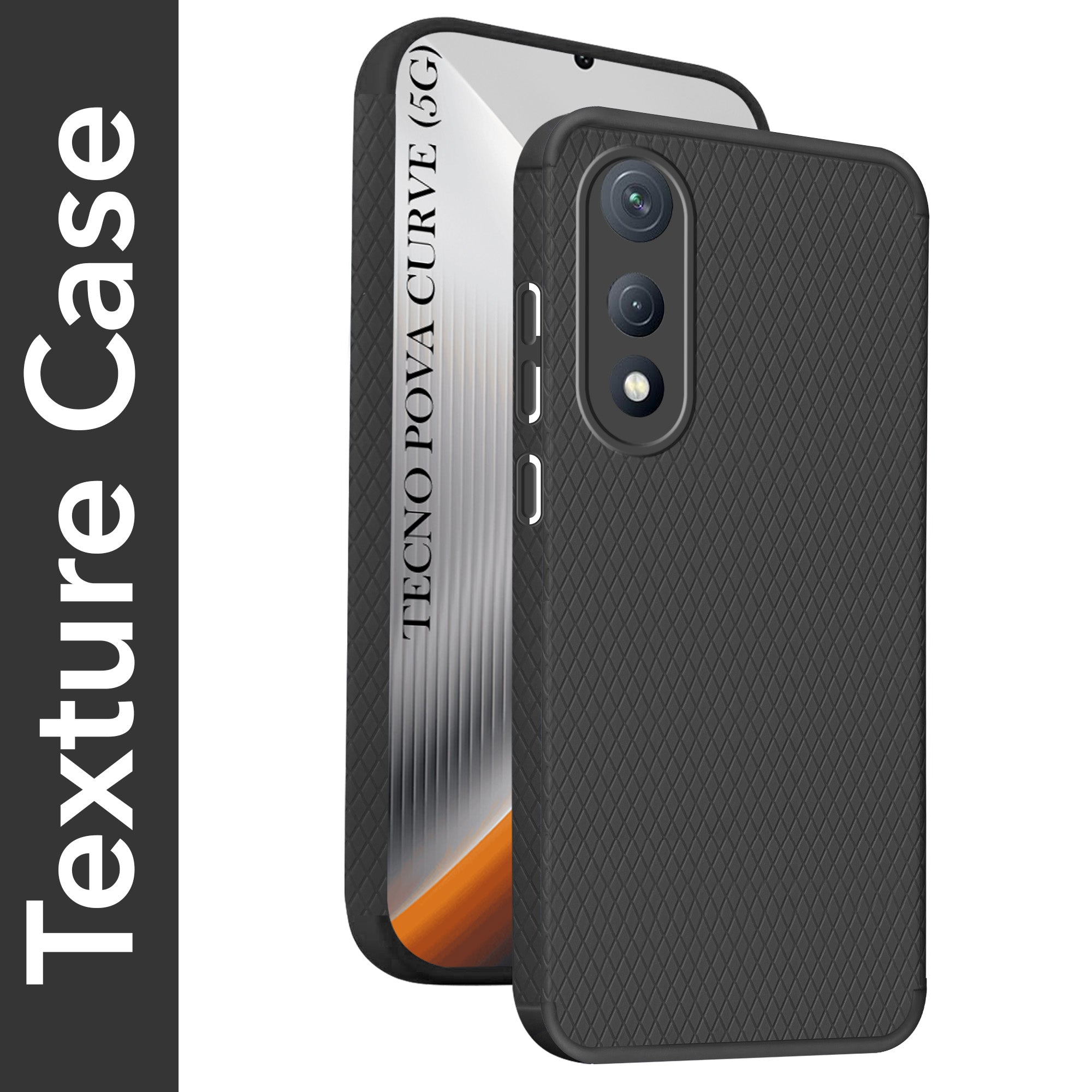 For Tecno Pova Curve Back Cover Case Liquid Silicone (Camera Protection | Side Grip Texture | Soft and Flexible)
