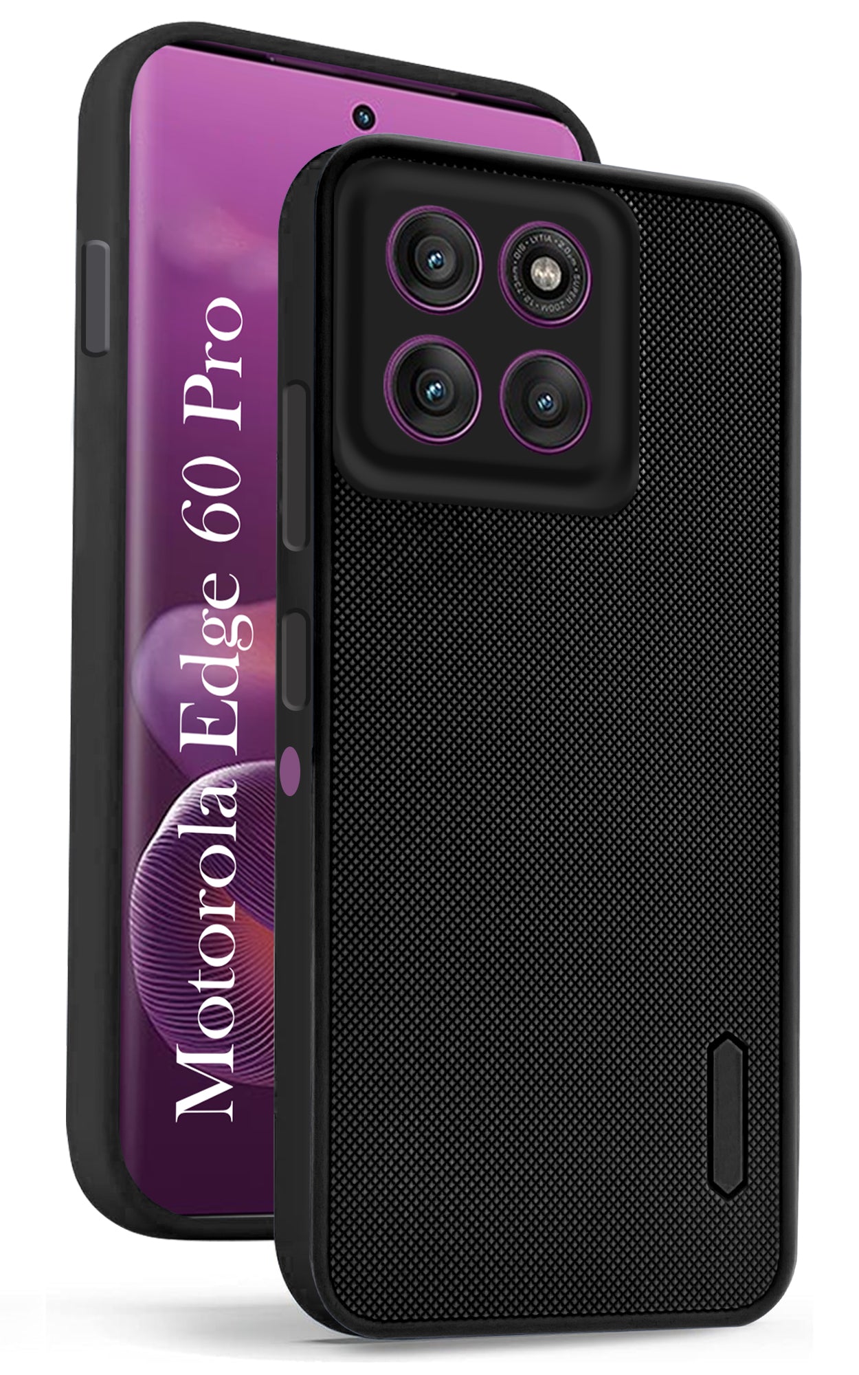 For Motorola Moto Edge 60 Pro Back Cover Case (Textured Grip Design | Micro-Fiber Cloth Inside | Slim and Light Weight | Soft Touch and Feel | Black)
