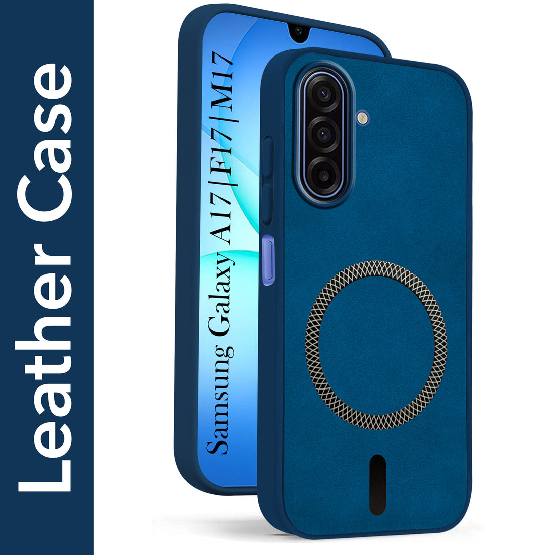 For Samsung Galaxy A17 | Samsung F17 | Samsung M17 5G Back Cover Case Leather Finish (MagSafe Compatible Wireless Charging | Soft Touch | Camera Bump Protection)