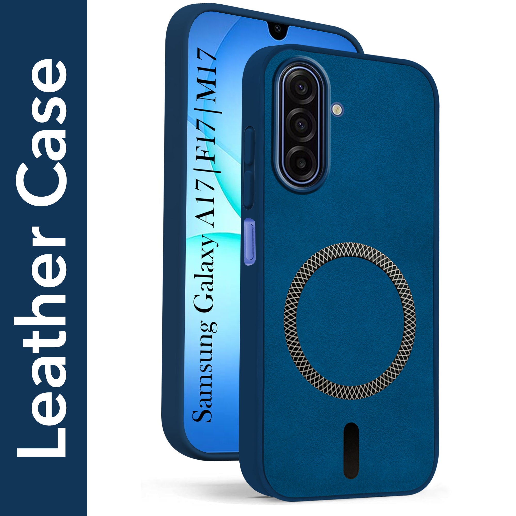 For Samsung Galaxy A17 | Samsung F17 | Samsung M17 5G Back Cover Case Leather Finish (MagSafe Compatible Wireless Charging | Soft Touch | Camera Bump Protection)