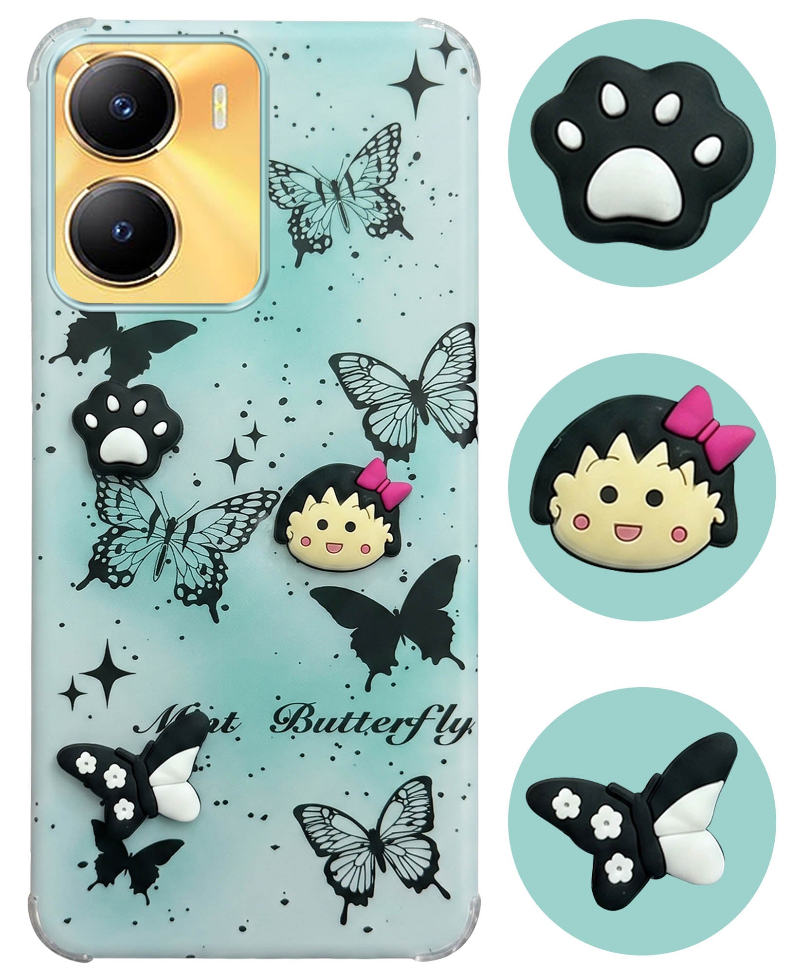 For Vivo Y56 5G Back Cover Case (3D Cute Cartoons | Hard Back Side Soft | Matte Premium Finish | HD Printing)