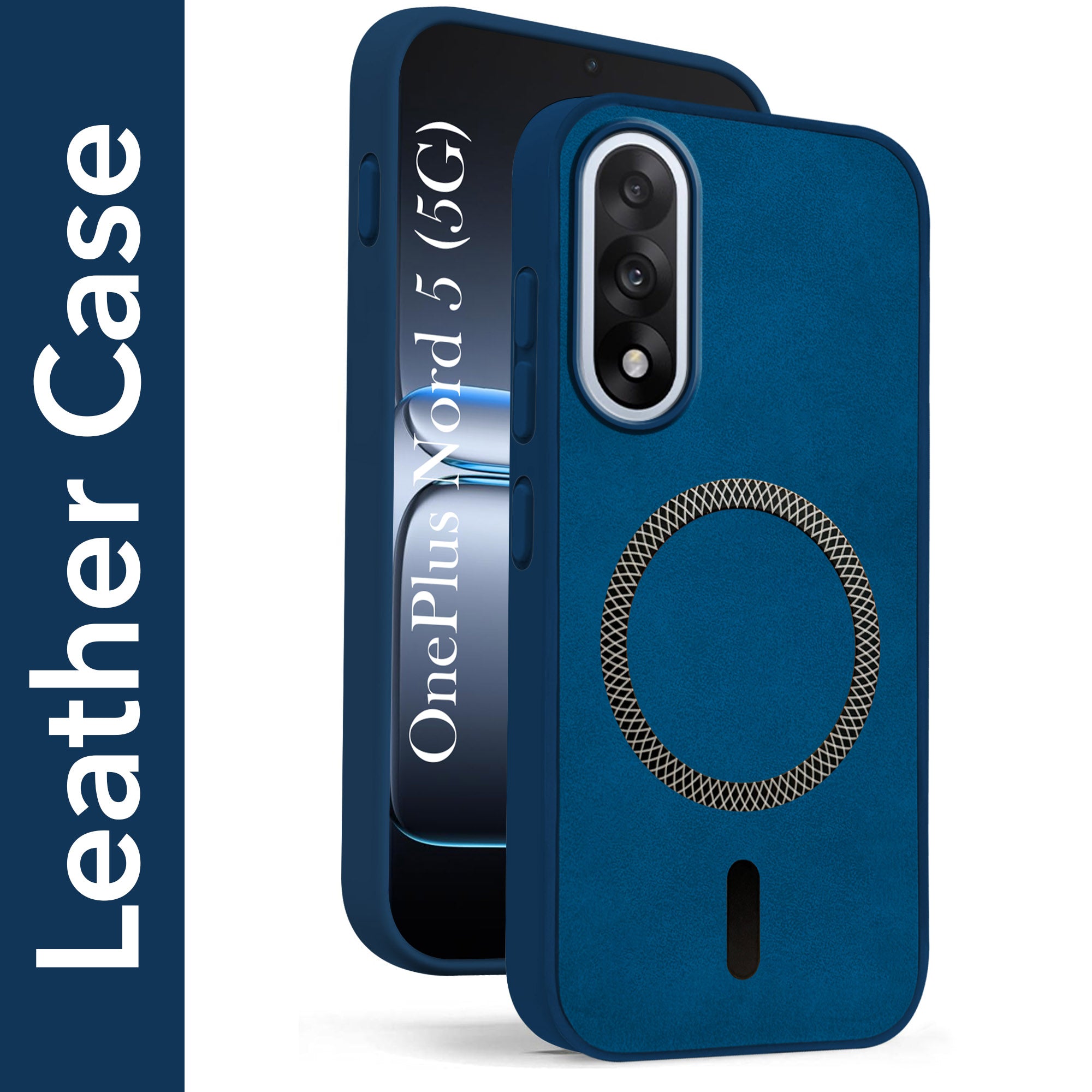 For Oneplus Nord 5 Back Cover Case Leather Finish (MagSafe Compatible Wireless Charging | Soft Touch | Camera Bump Protection)
