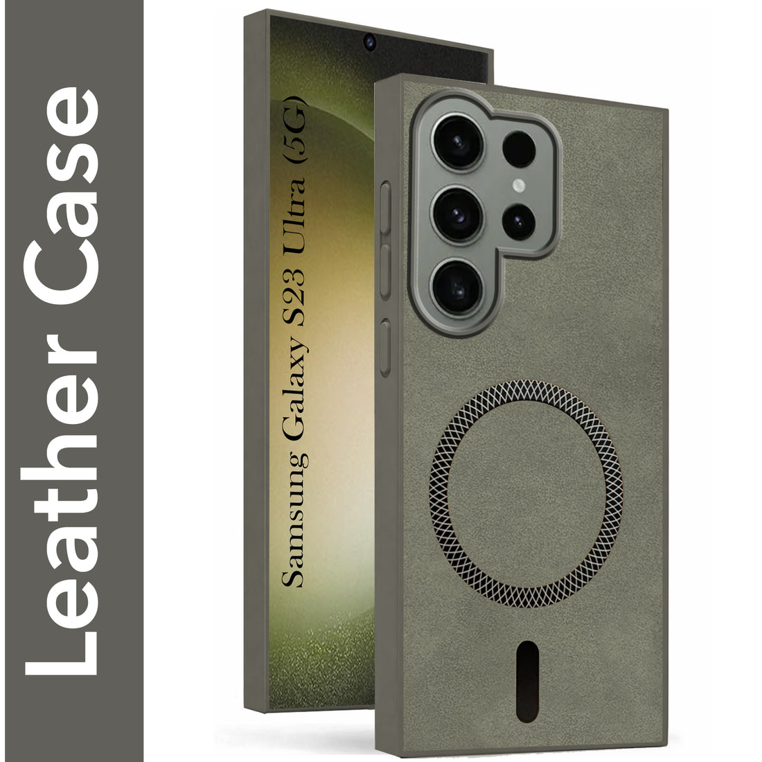 For Samsung Galaxy S23 Ultra 5G Back Cover Case (Sleek Leather Finish | MagSafe Compatible Wireless Charging | Camera Bump Protection)