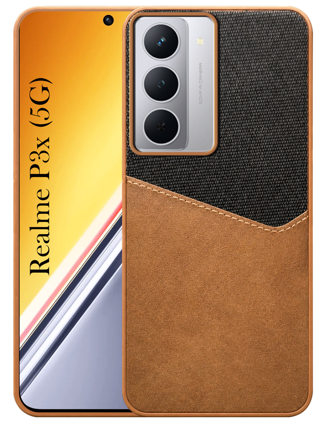 For Realme P3x Back Cover Case (Dual PU Leather Stitch | Professional Minimalist | Soft and Flexible)
