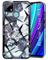 For Realme Narzo 30A Back Cover Case (Dual Design Glitter Sparkle and Detachable Diamond Print Case | Soft and Flexible)