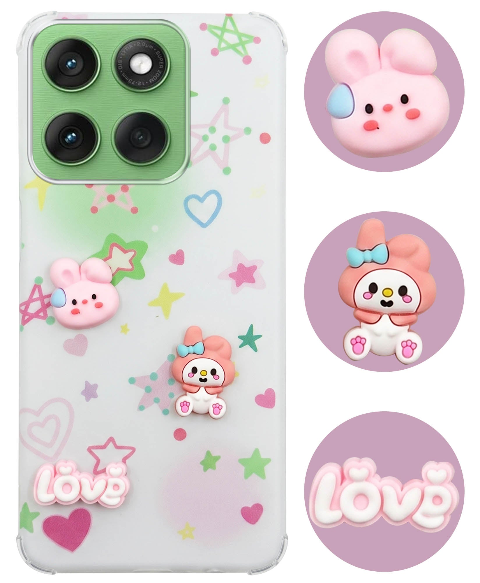 For Motorola Moto Edge 60 Back Cover Case (3D Cute Cartoons | Hard Back Side Soft | Matte Premium Finish | HD Printing)