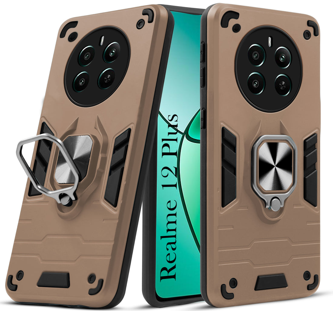 For Realme 12 Plus Back Cover Case (Shockproof Polycarbonate Dual Layer Hybrid Armor)