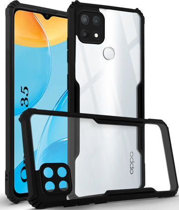 For Oppo A35 Back Cover Case ( Shockproof with Polycarbonate Clear Panel | Professional Black)