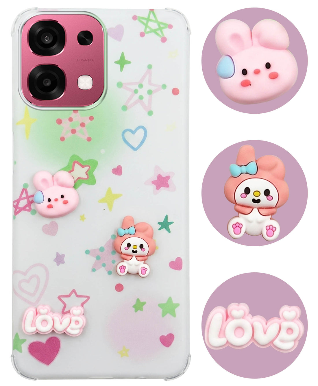 For Oppo F31 5G | Oppo F33 5G Back Cover Case (3D Cute Cartoons | Hard Back Side Soft | Matte Premium Finish | HD Printing)
