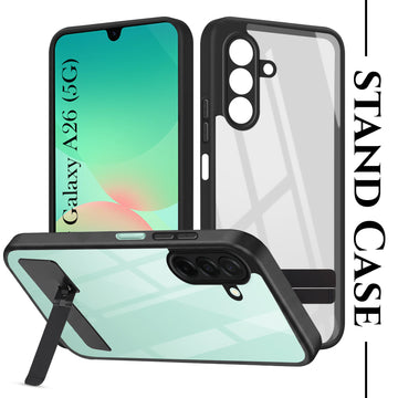For Samsung Galaxy A26 5G Back Cover Case (Built-in Stand | Lifetime Anti Yellow | Kickstand Shockproof | Camera Protection | MagSafe Compatible)