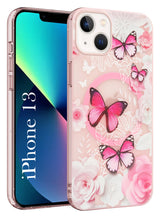 For Apple iPhone 13 Back Cover Case (Cute Floral Design | Flower Print for Girls | MagSafe Compatible Wireless Charging)