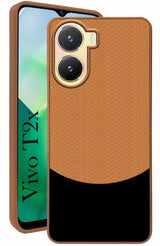 For Vivo T2x Back Cover Case (Elegant PU Leather Finish | Premium Minimalist Professional | Camera Protection Bump)