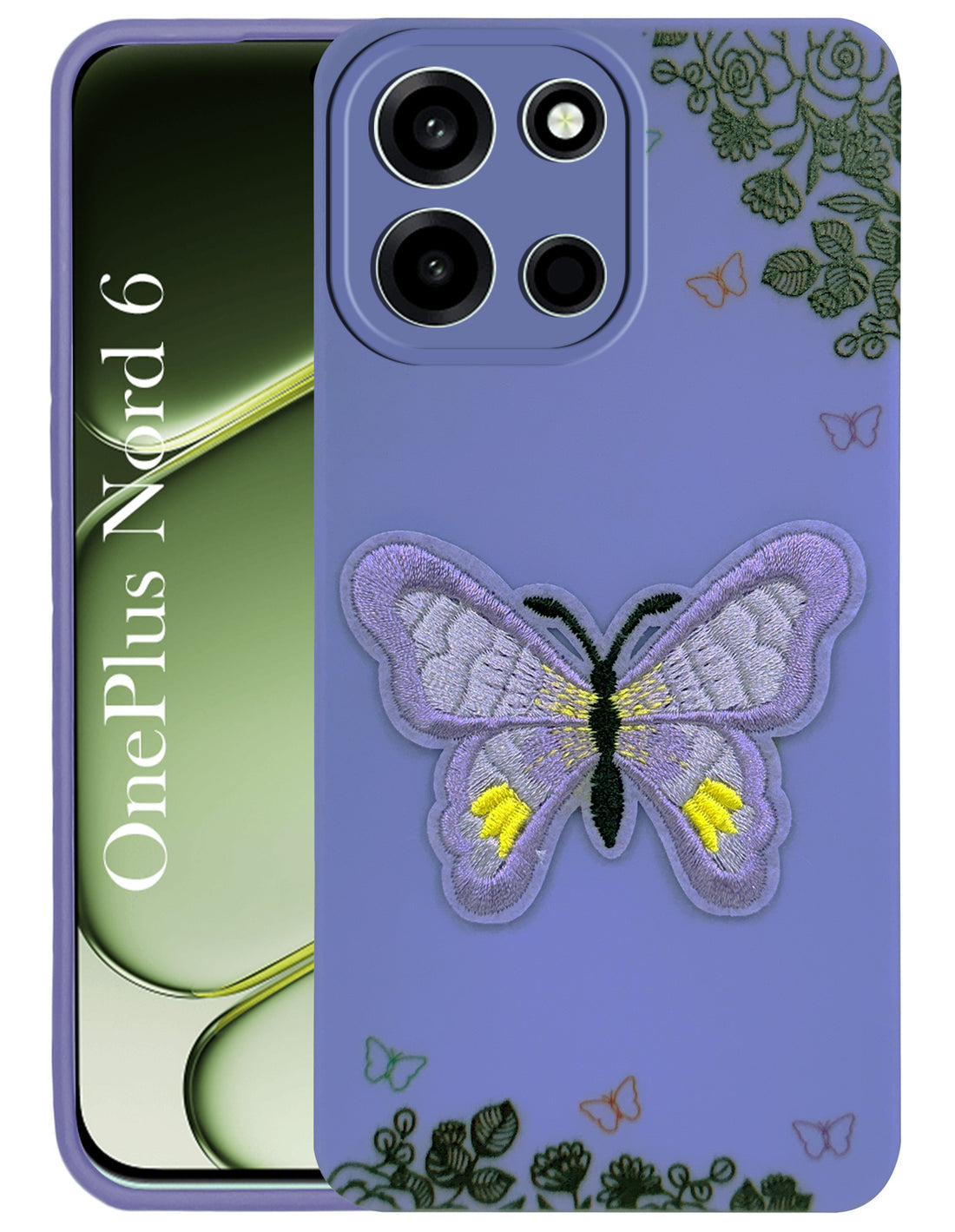 For Oneplus Nord 6 Back Cover Case (Soft Butterfly Embroidery | Women Teen Girls | Camera Protection| Matte Silicone)