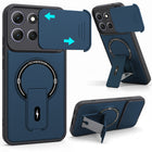For Motorola Moto G86 Power Back Case Cover Metallic (Hybrid Armor Kickstand | Sliding Shutter Camera Protection | MagSafe Compatible)