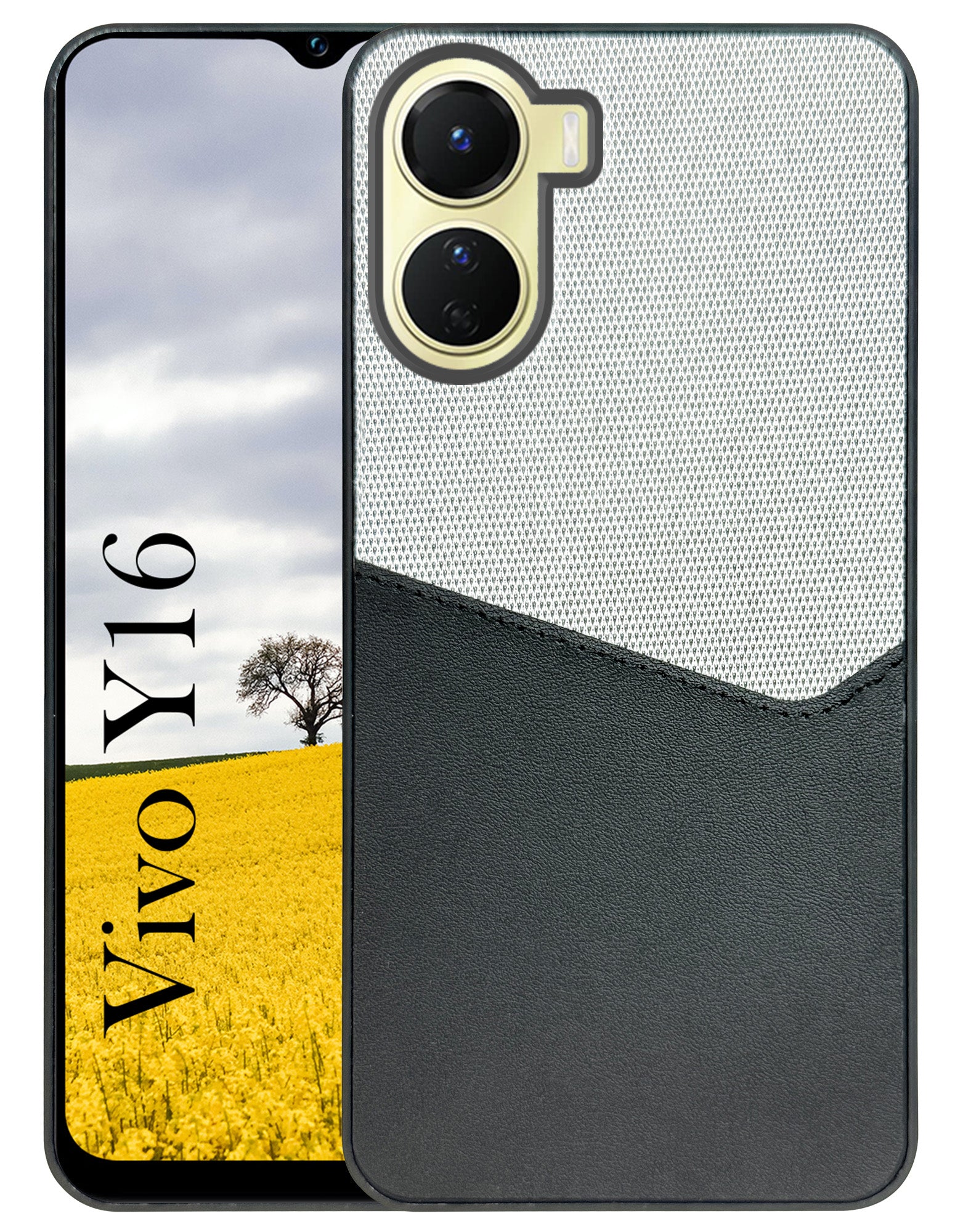 For Vivo Y16 Back Cover Case (Dual PU Leather Stitch | Professional Minimalist | Soft and Flexible)