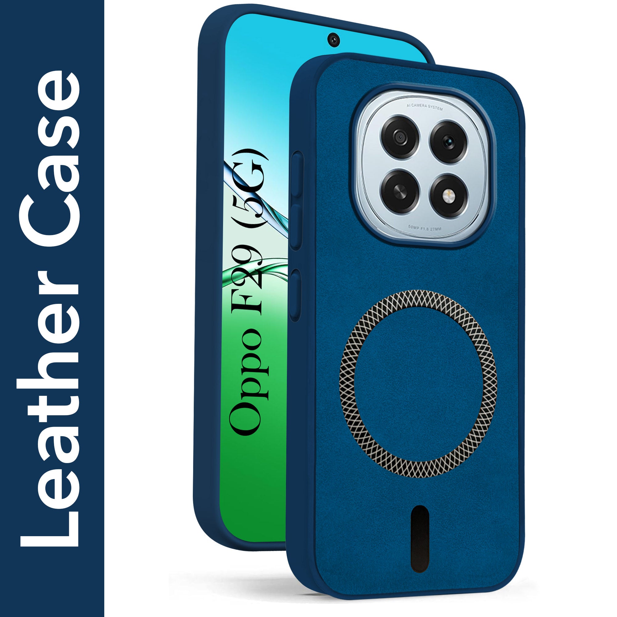 For Oppo F29 Back Cover Case Leather Finish (MagSafe Compatible Wireless Charging | Soft Touch | Camera Bump Protection)