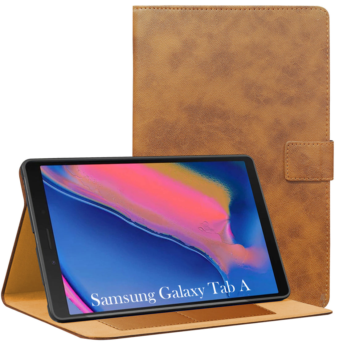 For Samsung Galaxy Tab A 8 Inch SM-T290/T295 Flip Case Cover Folio Cover(PU Matte Leather | Multi-Angle Smart Stand | Card Storage Slots | Silicone Back Pouch)