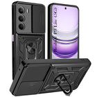 For Realme P3 Lite Back Cover Case (Sliding Shutter Camera Protection | Polycarbonate |Ring Holder Kickstand)