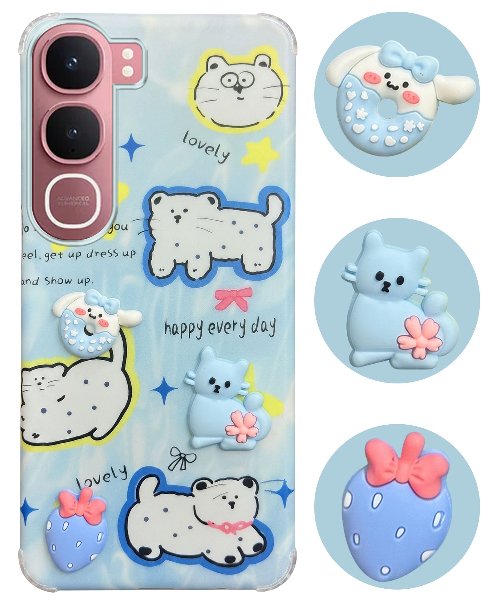 For Vivo Y31 5G Back Cover Case (3D Cute Cartoons | Hard Back Side Soft | Matte Premium Finish | HD Printing)
