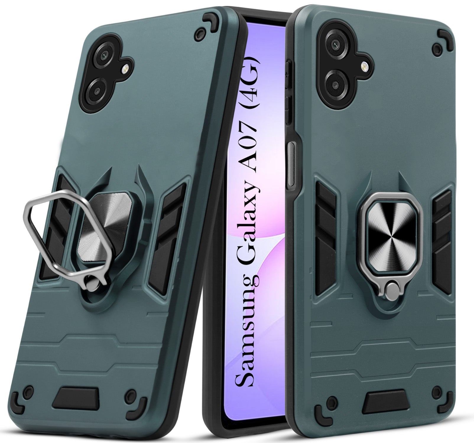 For Samsung Galaxy A07 4G Back Cover Case Hybrid Armor (Shockproof Dual Layer Polycarbonate |Ring Holder Kickstand)
