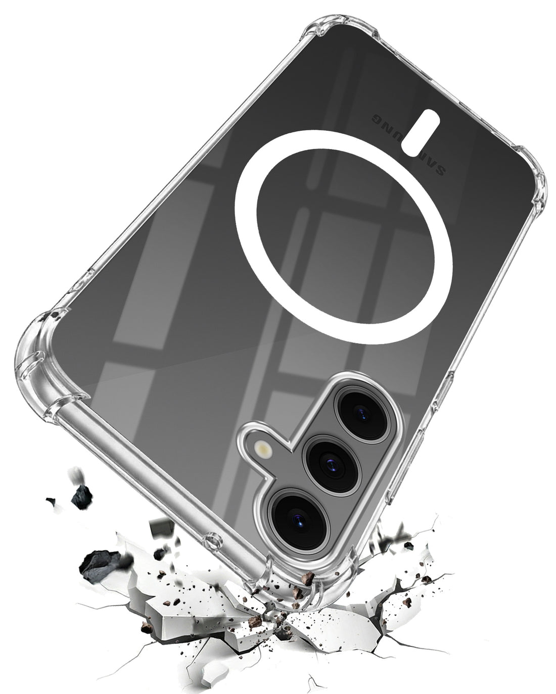 For Samsung Galaxy S24 FE Back Cover Shockproof Crystal-Clear (Magsafe Wireless Support | Drop & Camera Protection | Hard Polycarbonate)