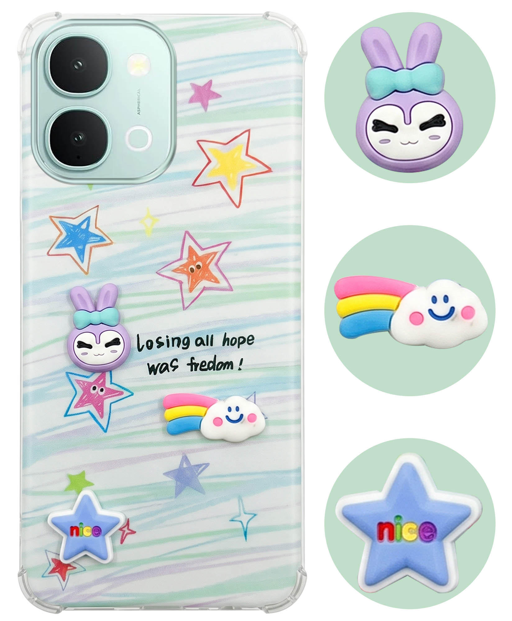 For Vivo iQOO Z11x 5G Back Cover Case (3D Cute Cartoons | Hard Back Side Soft | Matte Premium Finish | HD Printing)