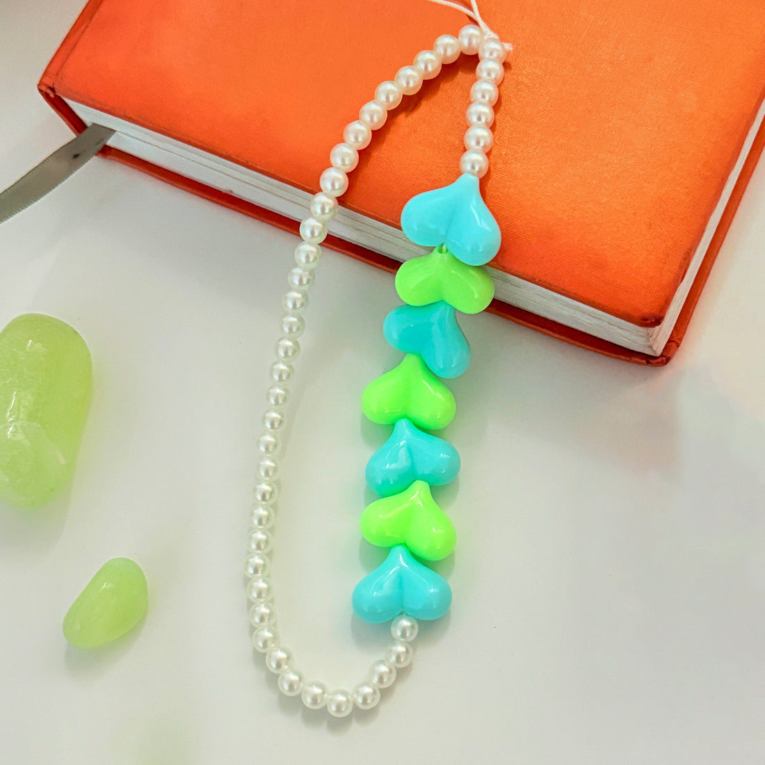 Heart Shape Charms With Small Pearl Beads