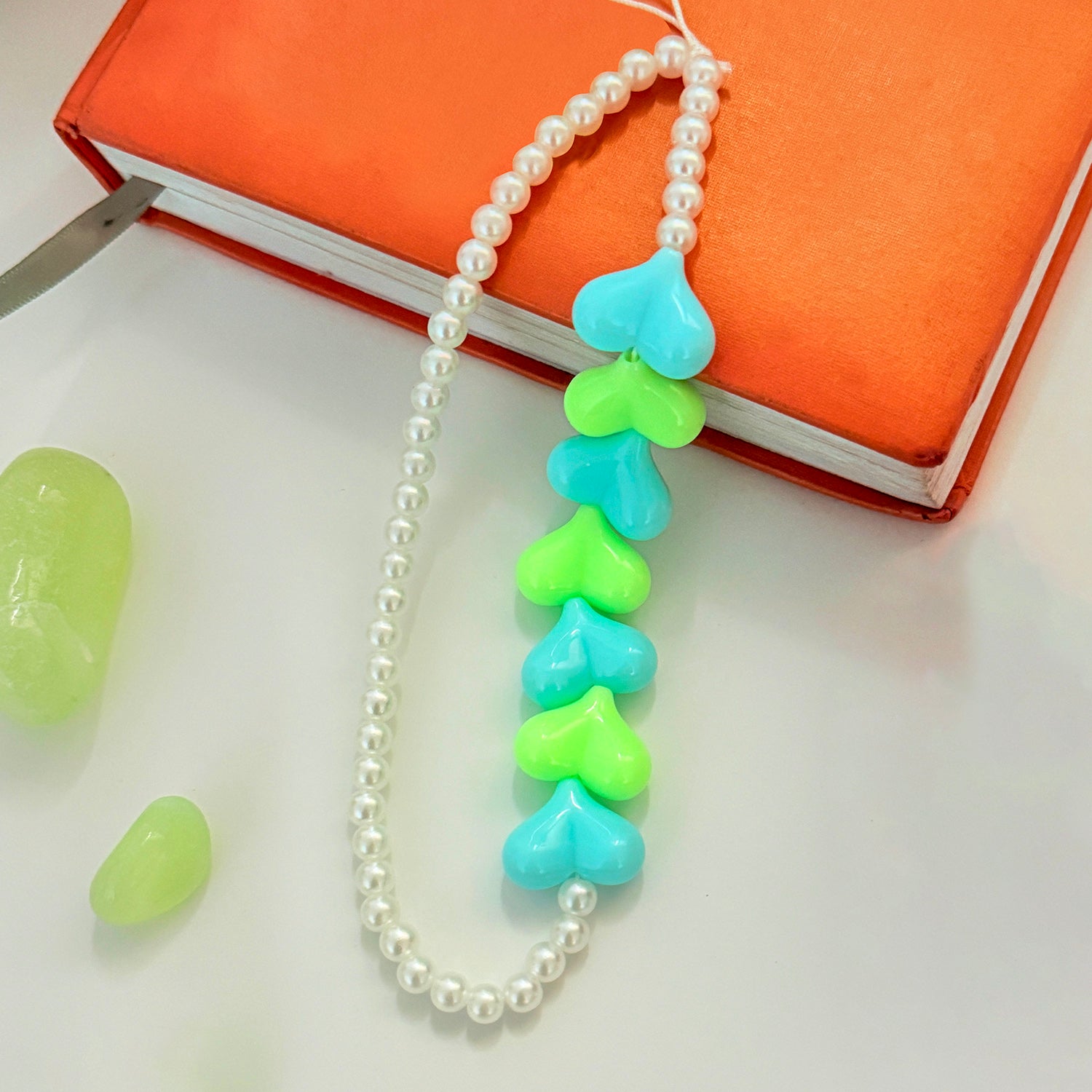 Heart Shape Charms With Small Pearl Beads