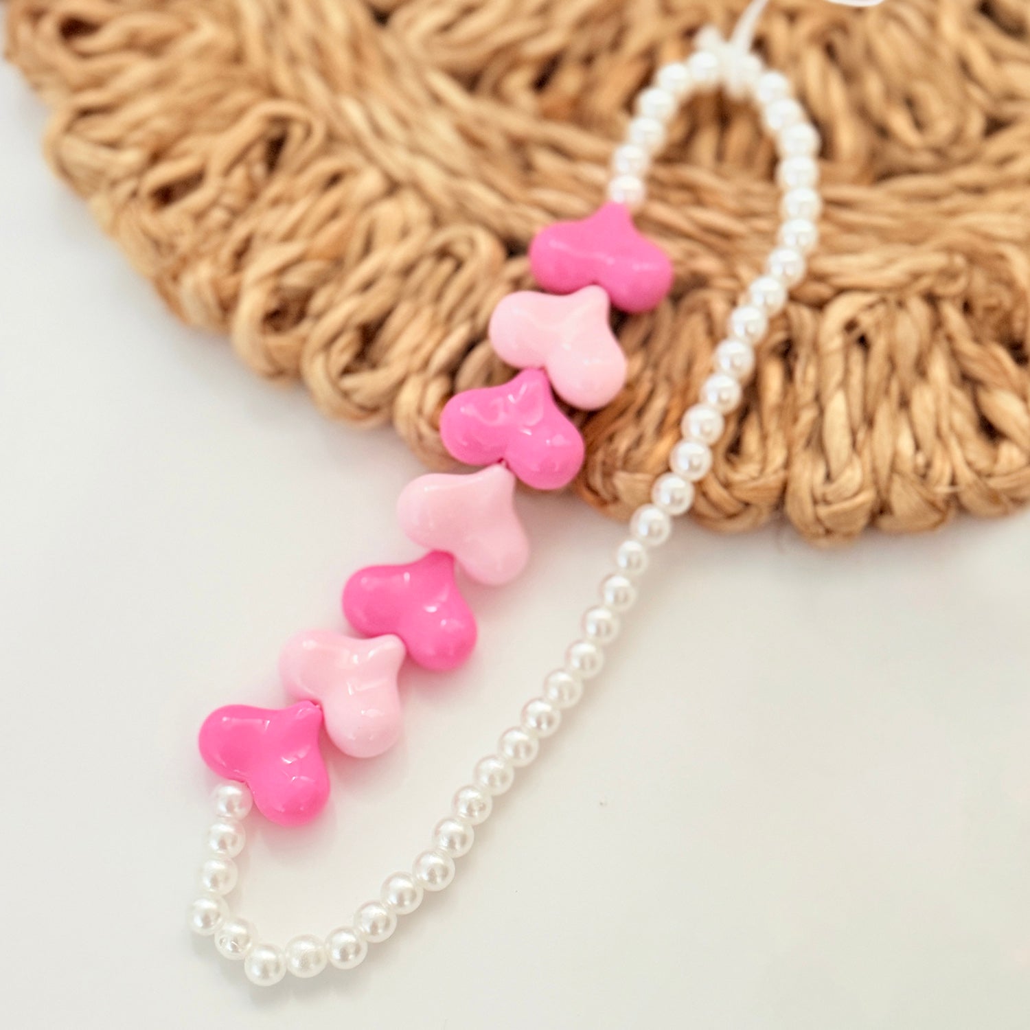 Heart Shape Charms With Small Pearl Beads