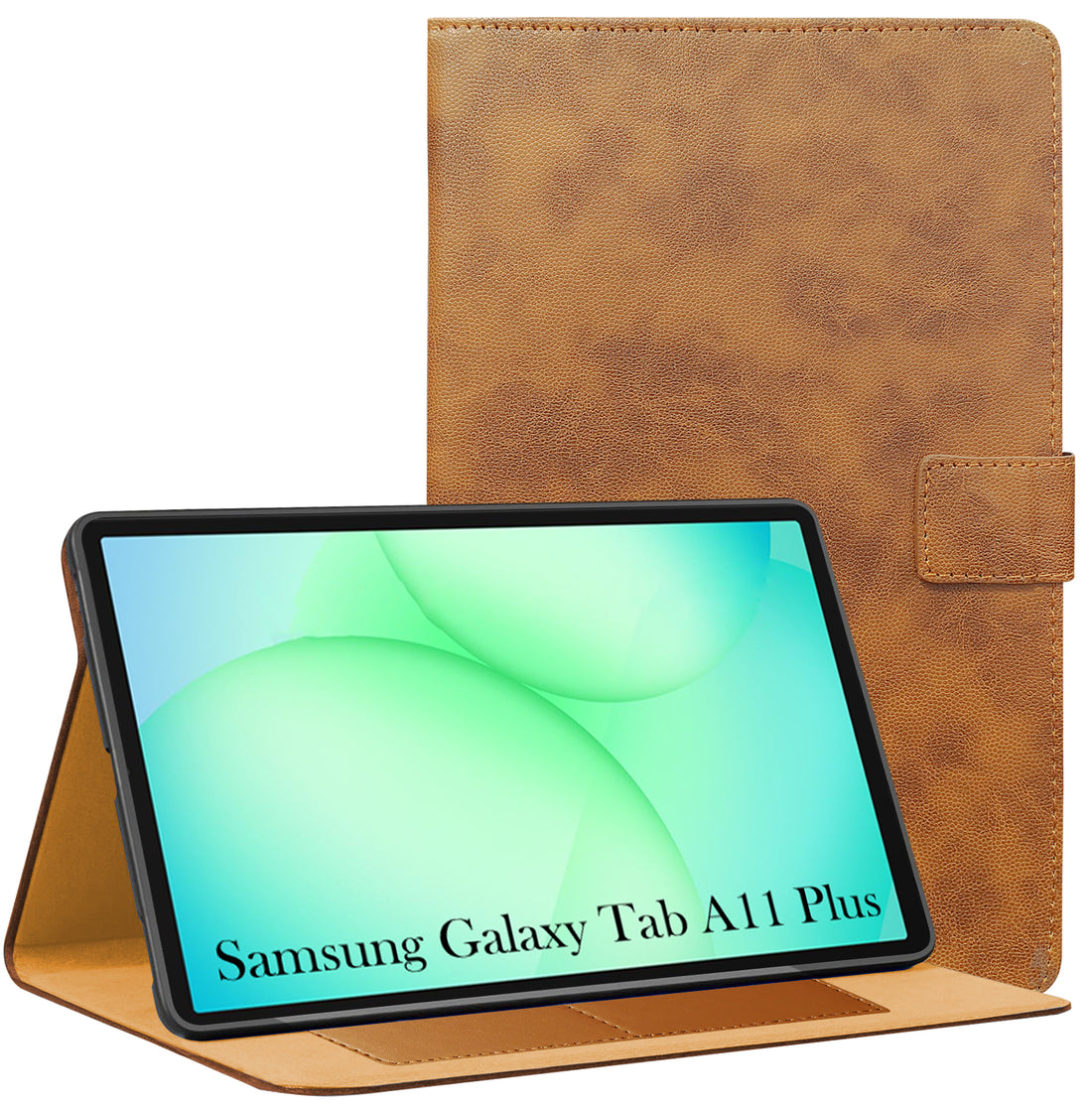 For Samsung Galaxy Tab A11 Plus 11 Inch SM-X230/X236B Flip Cover Folio Cover (PU Leather | Multi-Angle Smart Stand | Card Storage Slots | Silicone Back Pouch)