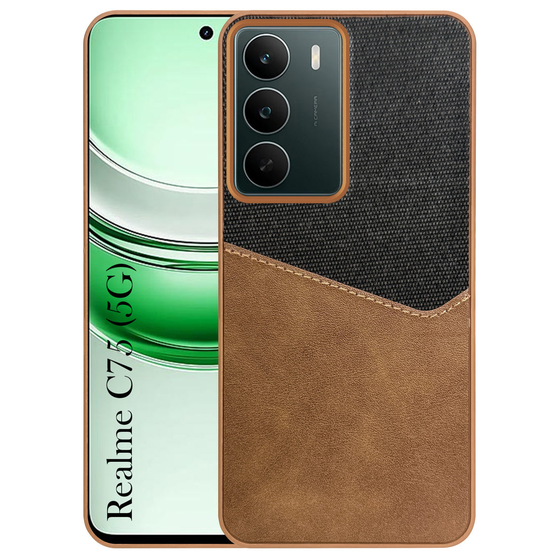 For Realme C75 5G Back Cover Case (Dual PU Leather Stitch | Professional Minimalist | Soft and Flexible)