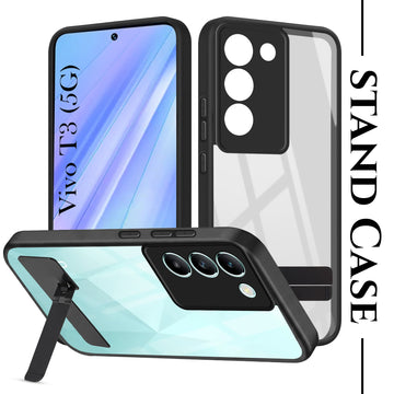 For Vivo T3 5G Back Cover Case (Built-in Stand | Lifetime Anti Yellow | Kickstand Shockproof | Camera Protection | MagSafe Compatible)