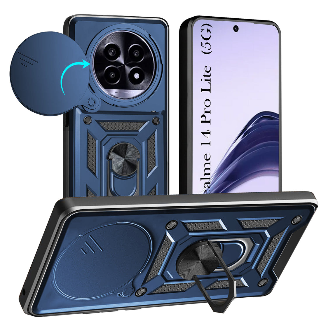 For Realme 14 Pro Lite Back Cover Case (Hybrid Dual Armor Polycarbonate)