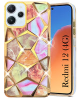 For Redmi 12 4G Back Cover Case (Dual Design Glitter Sparkle and Detachable Diamond Print Case | Soft and Flexible)